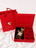 Kit perfume e colar na caixa de rosas